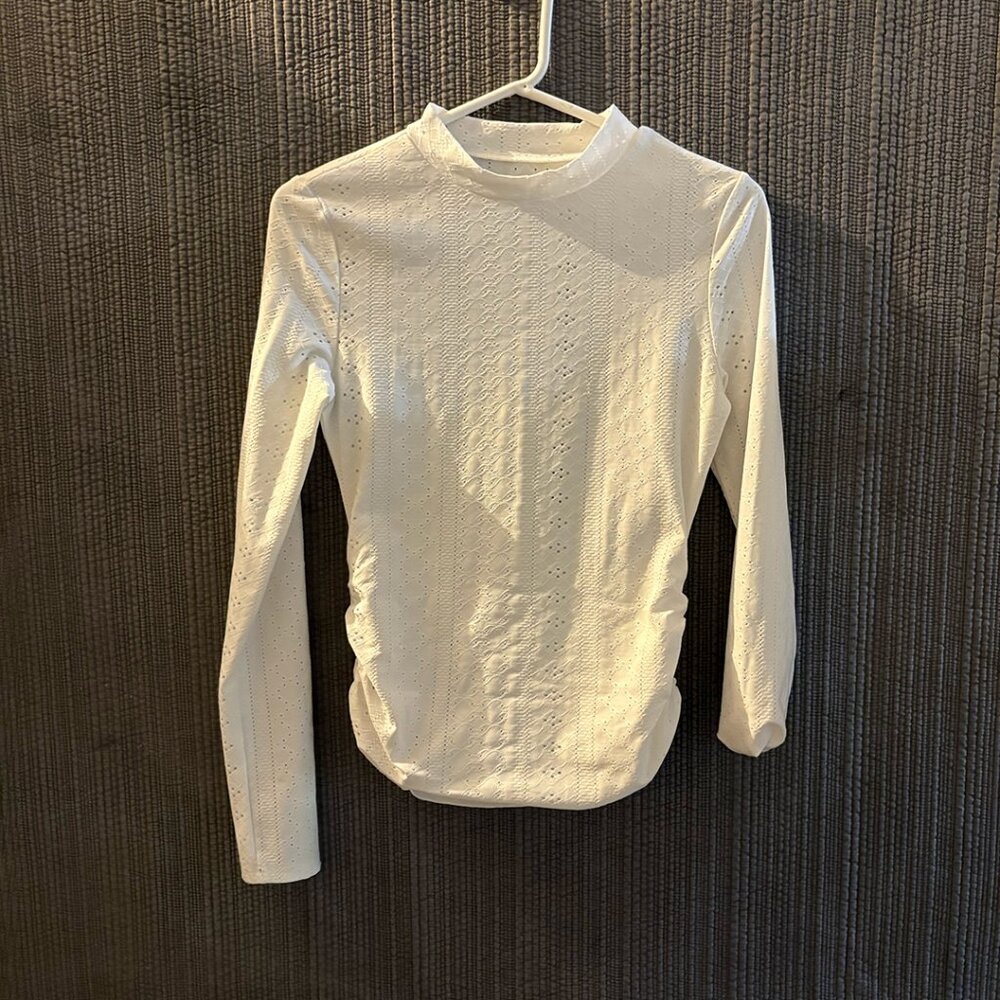 ZARA, mock neck, eyelet, long sleeve top